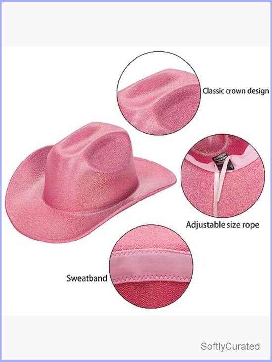 Holographic Glitter Cowgirl Hat for Women Costume Party Western Cowboy Hat M/L main image 5